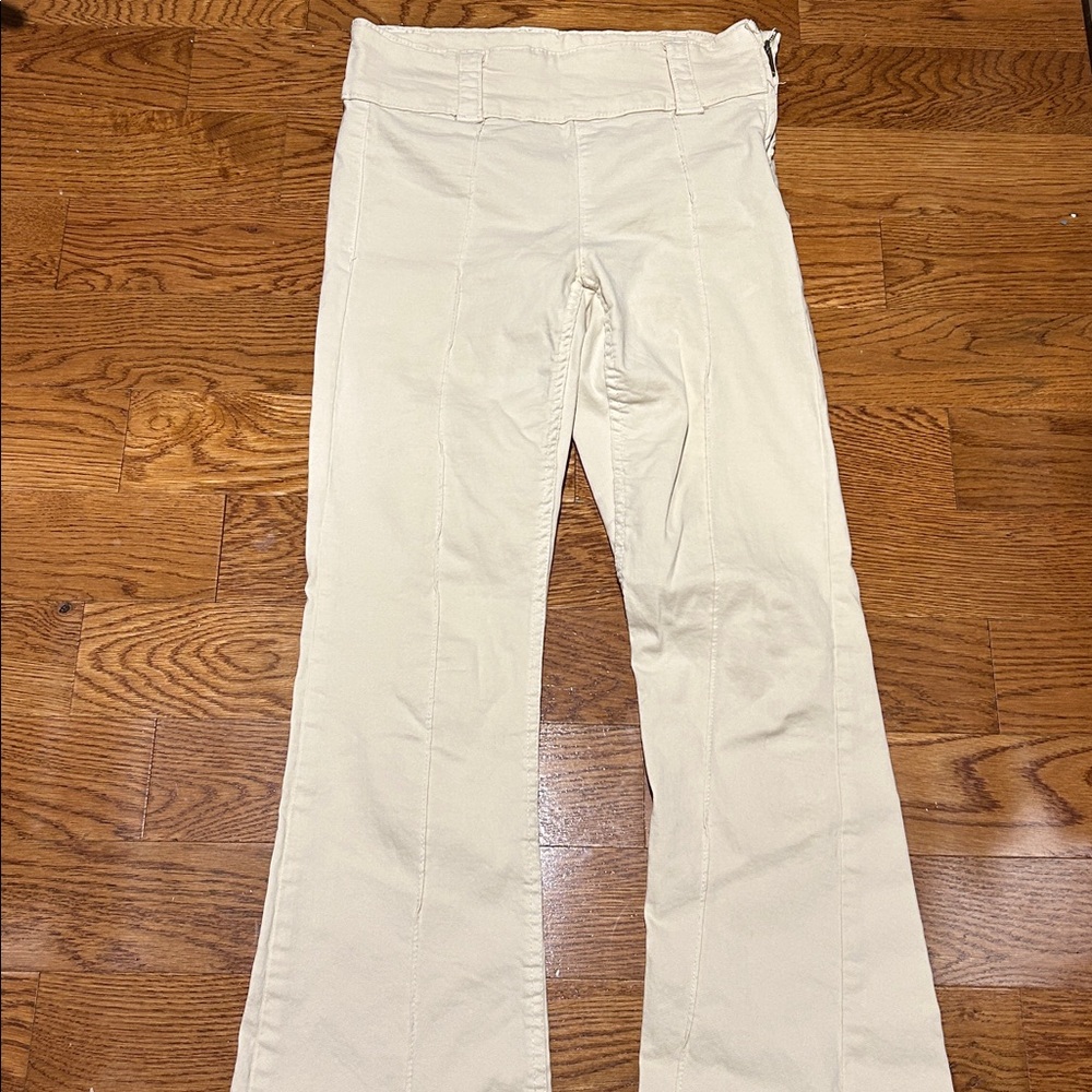 Bershka Beige Flare Low Rise Pants